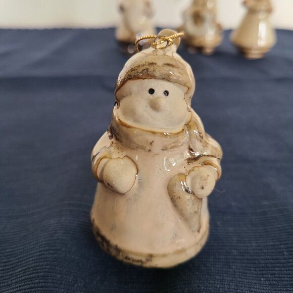 Pier 1 Ceramic Ornaments Set of 10 Pottery Art Santa Snowman Moose Bear Angel - Picture 10 of 13